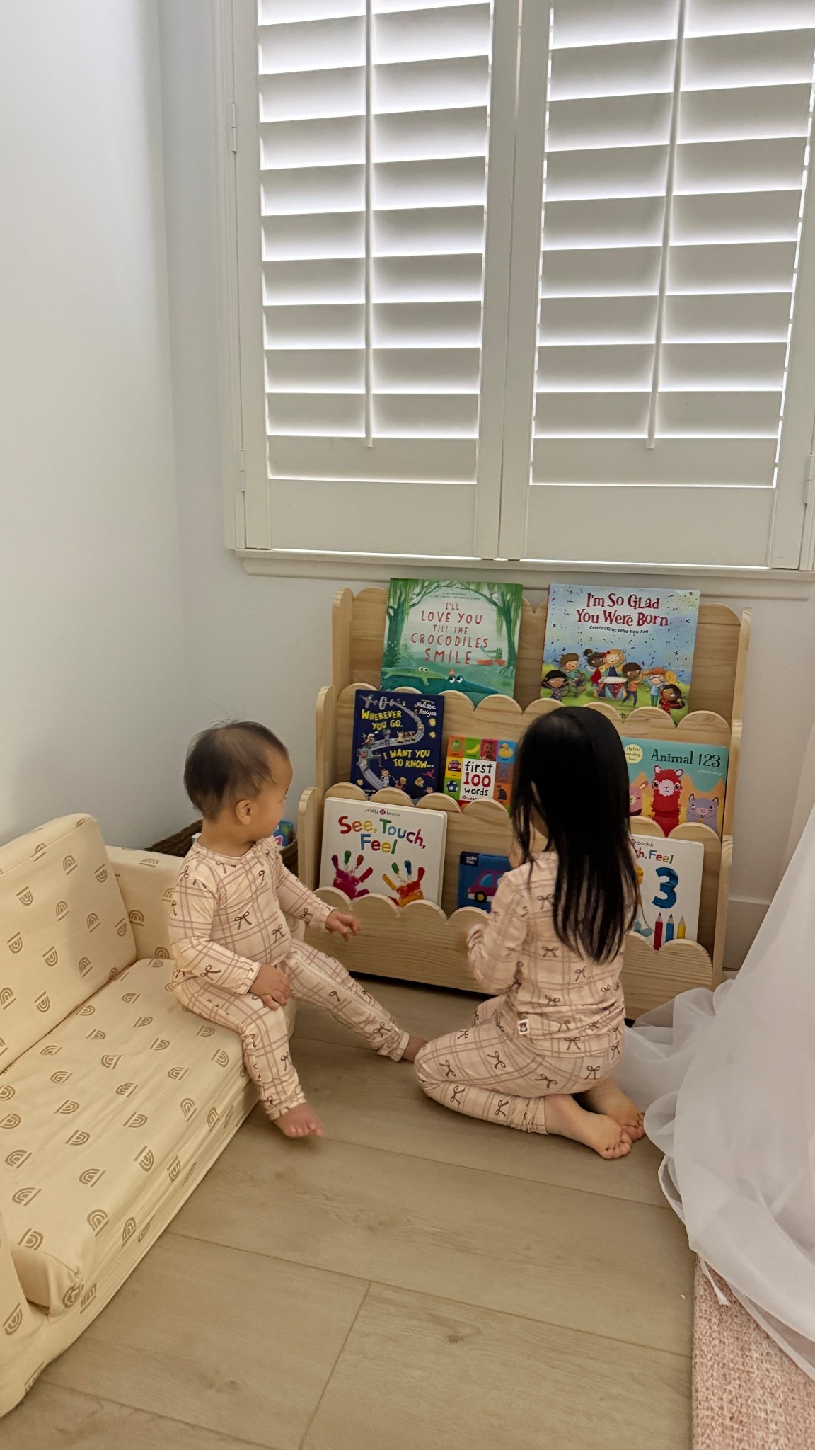 matching pajamas in our reading corner 📕  🎀 #toddlerbook #home #toddlerfinds #bookshelf #montessori #toddlerpajamas 

#LTKKids #LTKmomlife #LTKHome