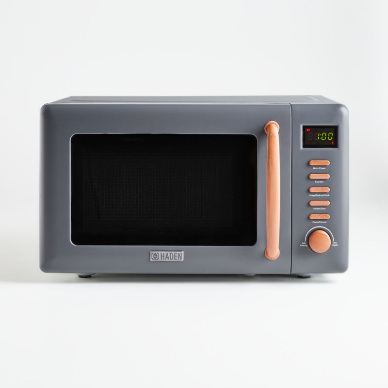 Haden Dorchester Pebble Grey Microwave + Reviews | Crate and Barrel | Crate & Barrel