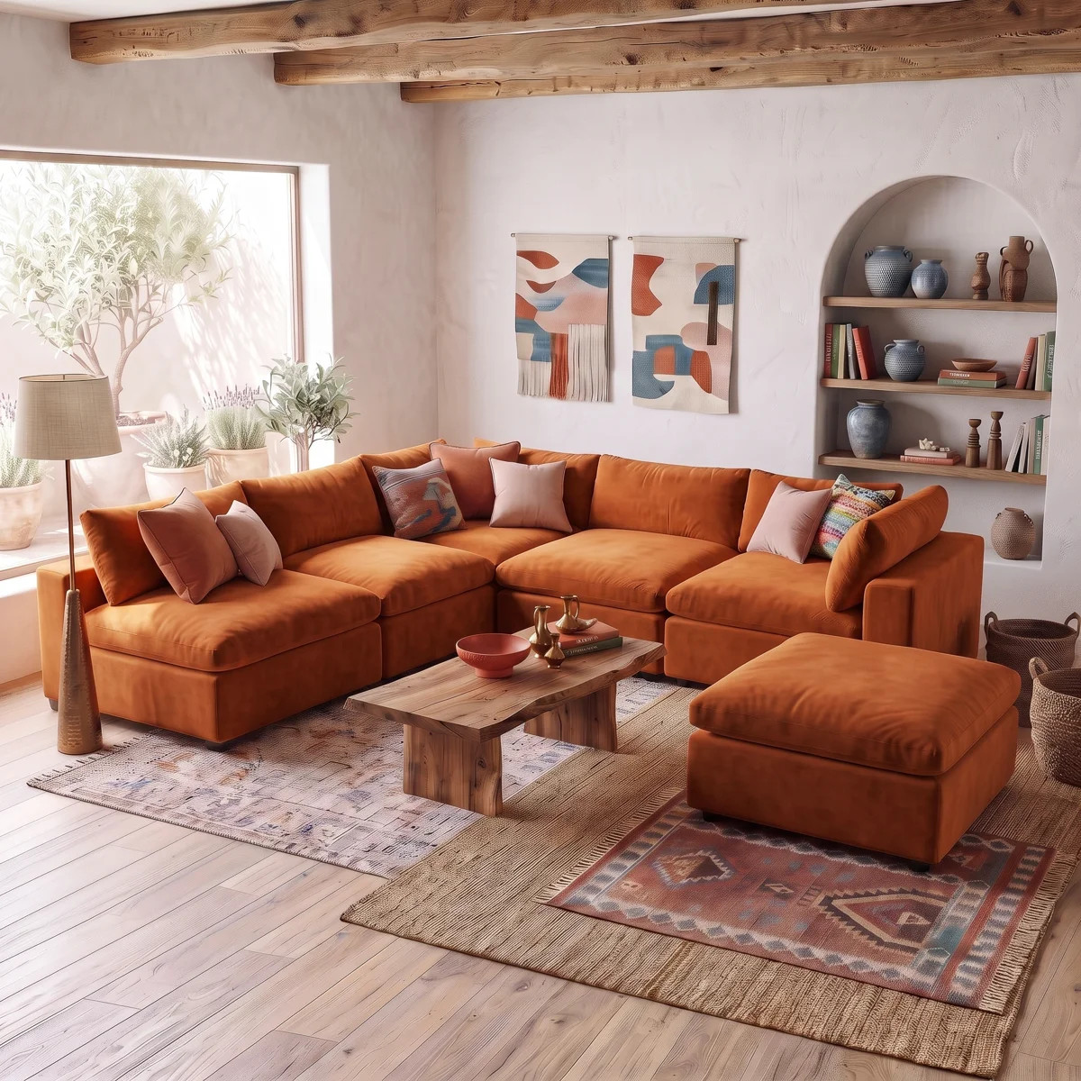 6-Piece Velvet Modular Sectional with Under-Seat Storage | Wayfair North America