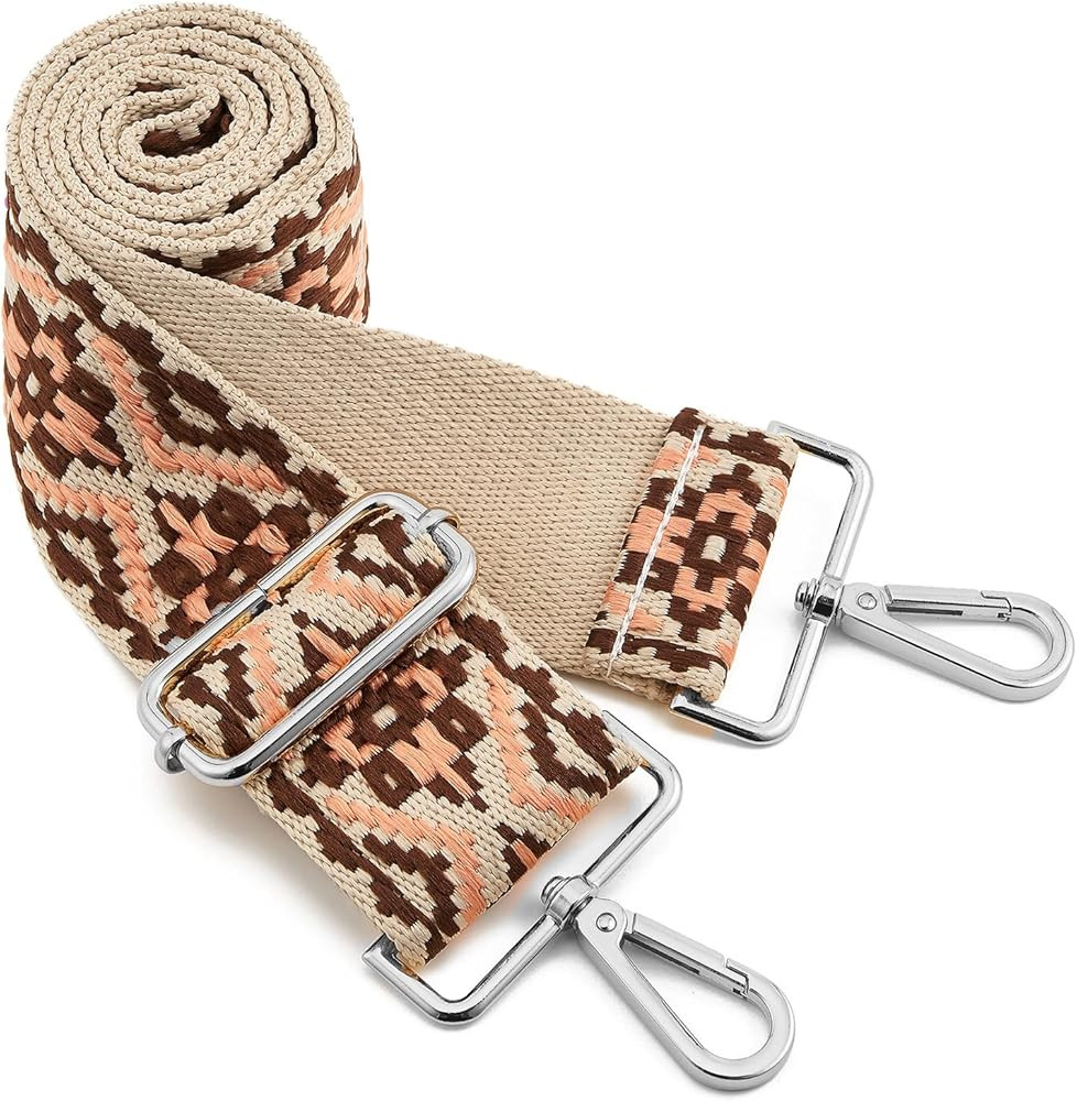 Silvery Buckles Wide Shoulder Strap Adjustable Replacement Belt Crossbody Canvas Bag Handbag | Amazon (US)