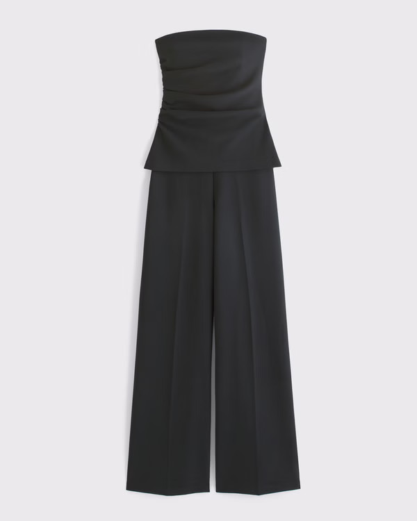 Strapless Ruched Peplum Jumpsuit | Abercrombie & Fitch (US)