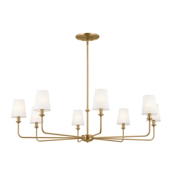 Classic 8 Light Chandelier with White Linen Shades | Wayfair North America