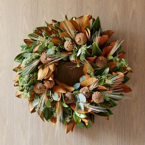 Dried Magnolia Wheat Wreath | West Elm (US)