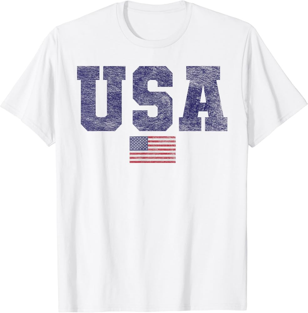 USA Patriotic American Flag Design in Blue T-Shirt | Amazon (US)
