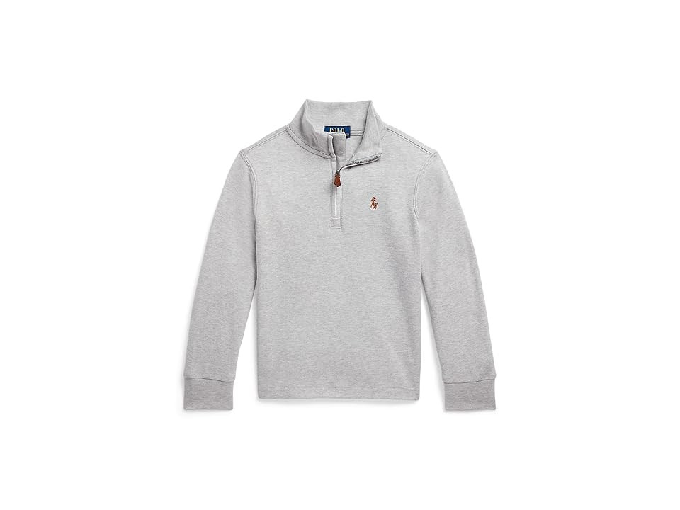 Polo Ralph Lauren Kids Cotton Interlock Quarter-Zip Pullover (Toddler/Little Kids) Boy's Sweatshirt Andover Heather : 4 Little Kid | Zappos