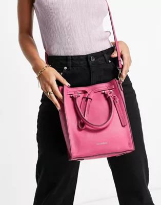 Paul Costelloe leather crossbody tote bag in pink | ASOS (Global)