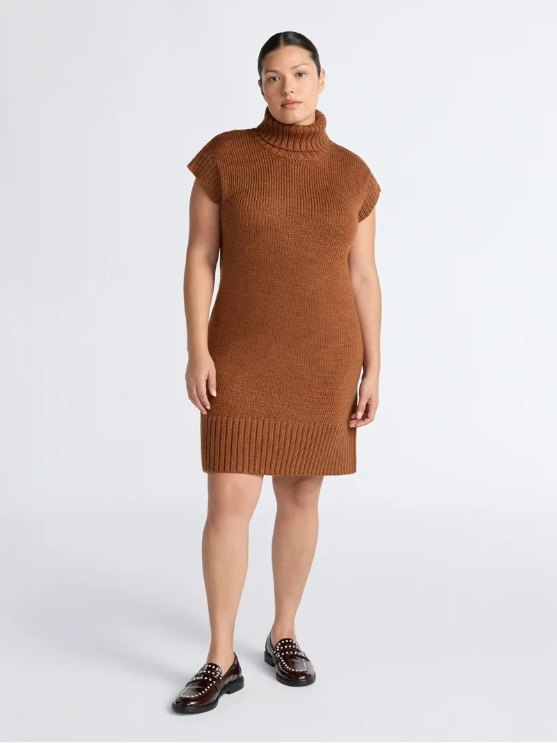 Free Assembly Women's Turtleneck Sweater Mini Dress, Sleeveless, Sizes XS-XXL | Walmart (US)