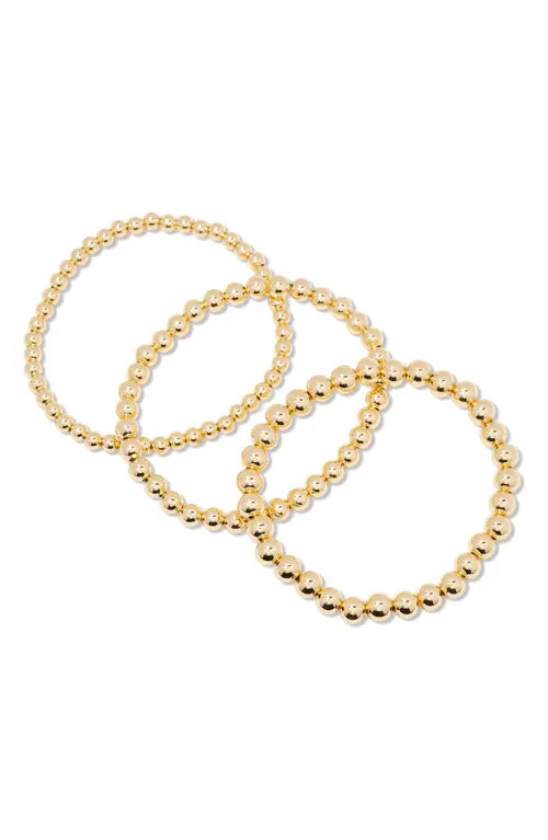 Brook and York Makenna Set of 3 Beaded Stretch Bracelets in Gold at Nordstrom | Nordstrom