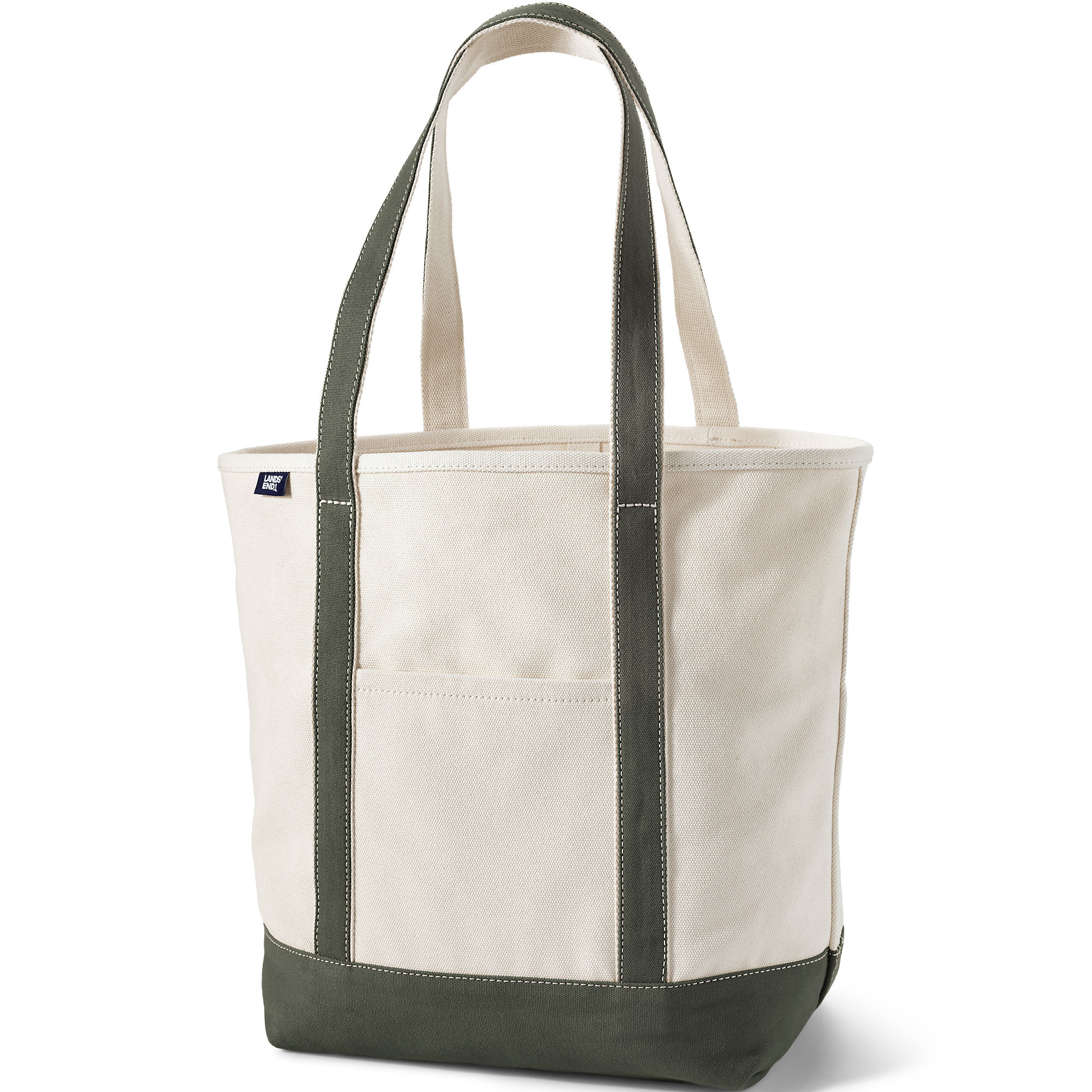 Large Natural 5 Pocket Open Top Long Handle Canvas Tote Bag | Lands' End (US)