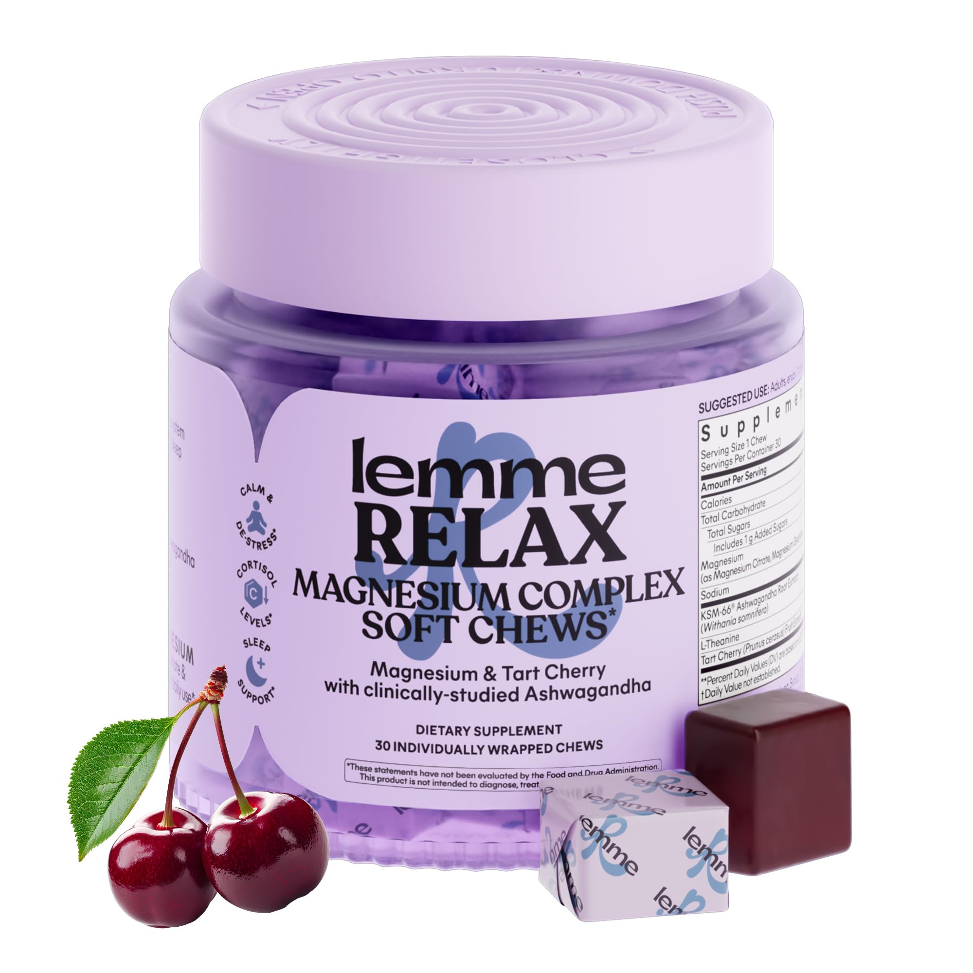 Lemme Relax Soft Chews with Magnesium Glycinate & Citrate, KSM-66 Ashwagandha + L-Theanine to Sup... | Amazon (US)