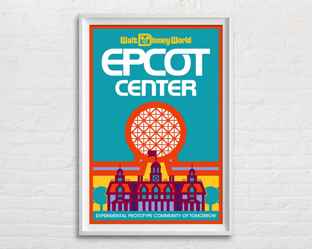Epcot Center Walt Disney World Poster Print, Vintage Epcot Spaceship Earth Disney World Themed Re... | Etsy (US)