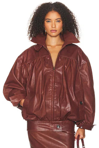 The Shirred Oversized Leather Jacket | FWRD 