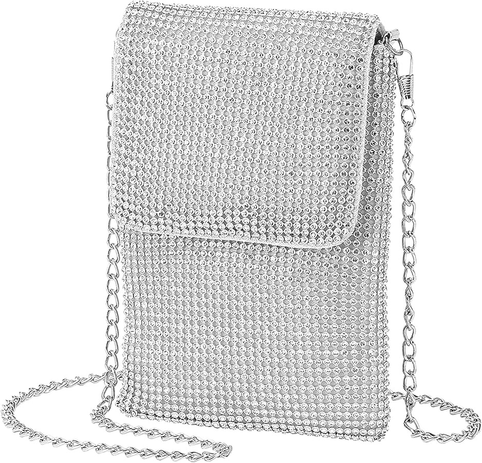 Rhinestone Crossbody Cell Phone Purse Wallet Clutch Crystal Evening Handbags Bling Shoulder Smart... | Amazon (US)