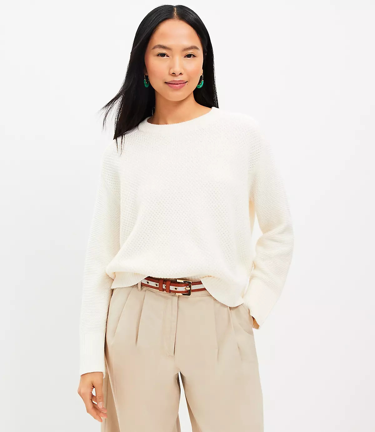 Textured Saddle Sleeve Sweater | Loft | LOFT