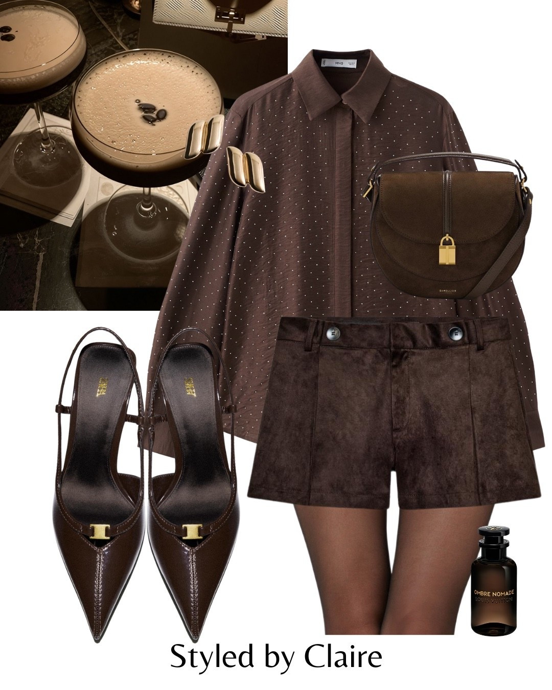 RHINESTONE SHIRT🤎
Tags: mango embellished brown chocolate top pointed slingback heels patent Zara shorts faux suede mini suede mocha demellier London earrings fashion partywear party festive Christmas night out inspo ideas 

#LTKfestive #LTKpartywear #LTKstyletip