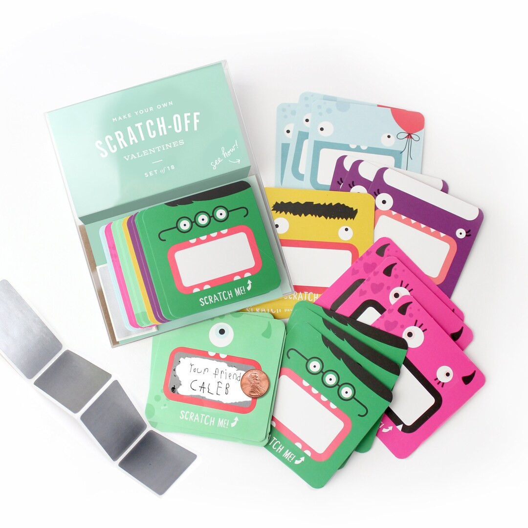 Scratch-off Valentines // Monster DIY Valentines, Cool Valentines, Love Coupons, Kids Valentines,... | Etsy (US)