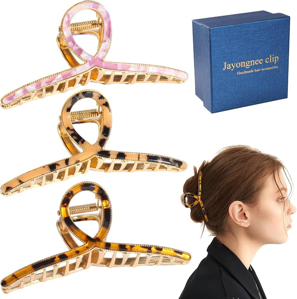 Jayongnee clip 3Pcs Hair Claw Clips for Women Thick Hair, Nonslip Claw Clip for Women Thin Hair (... | Amazon (US)