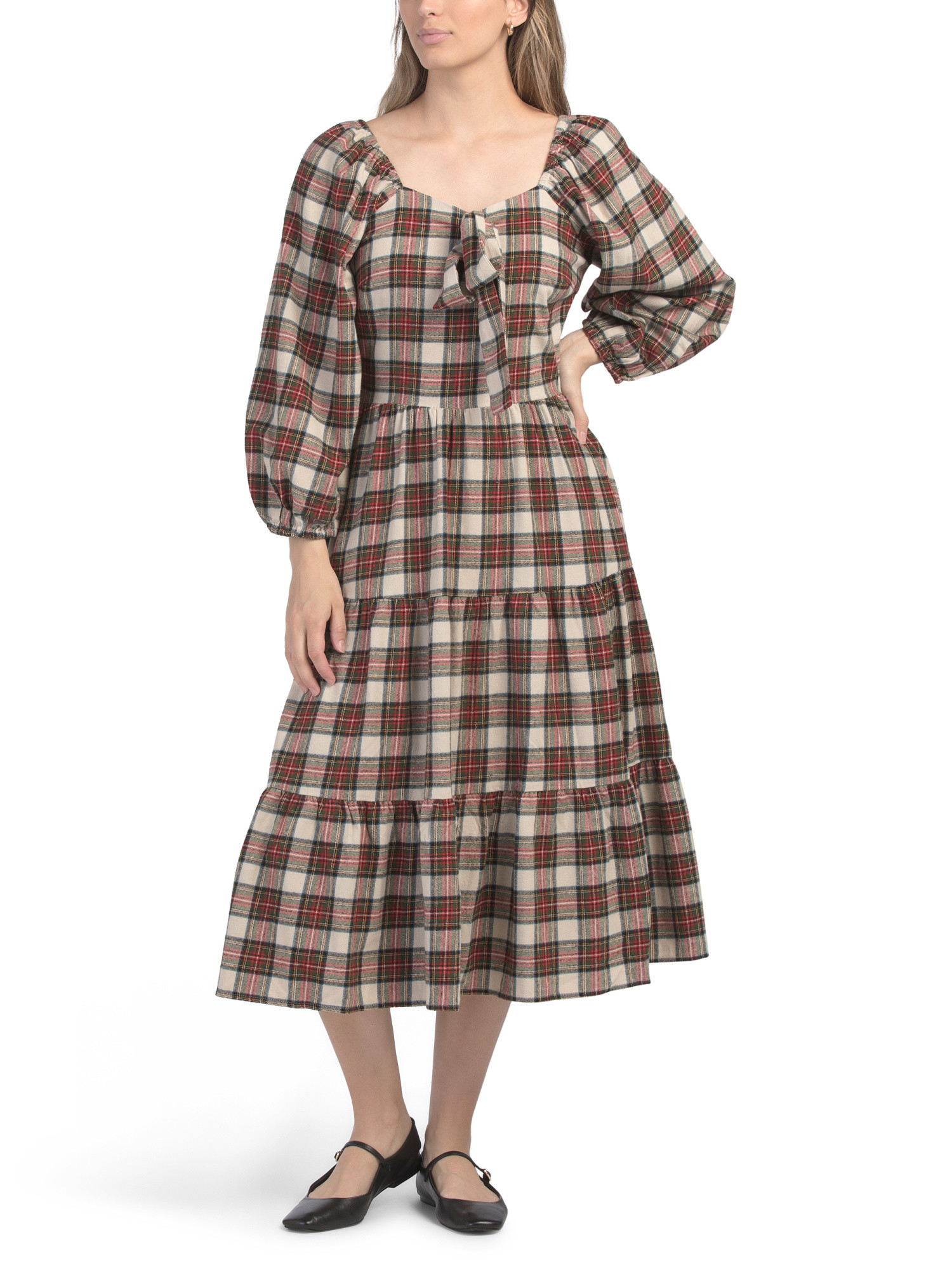 Three-quarter Sleeve Plaid Maxi Dress | Casual Dresses  | Marshalls | Marshalls