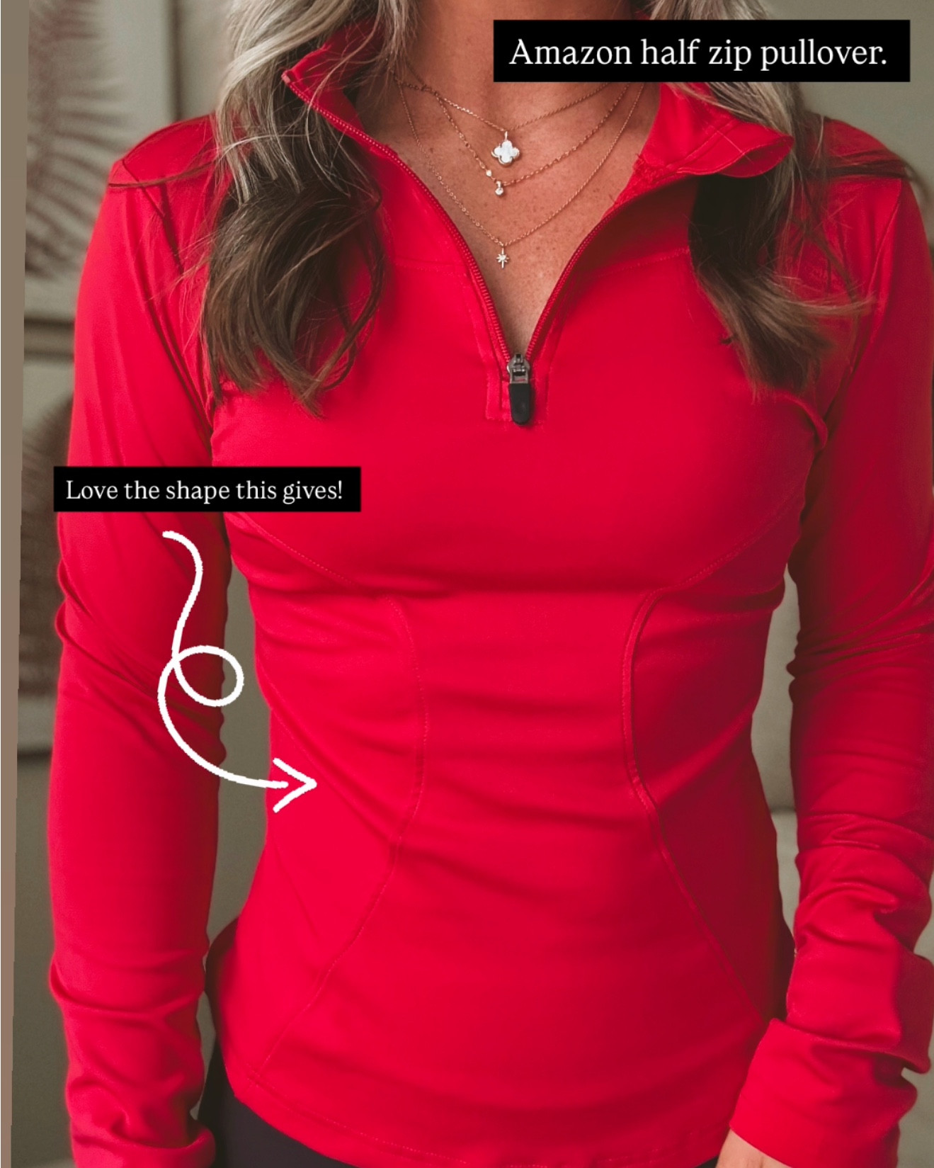 Amazon half zip. Wearing a size medium fits TTS! 

#LTKActive #LTKU #LTKfitnessgoals