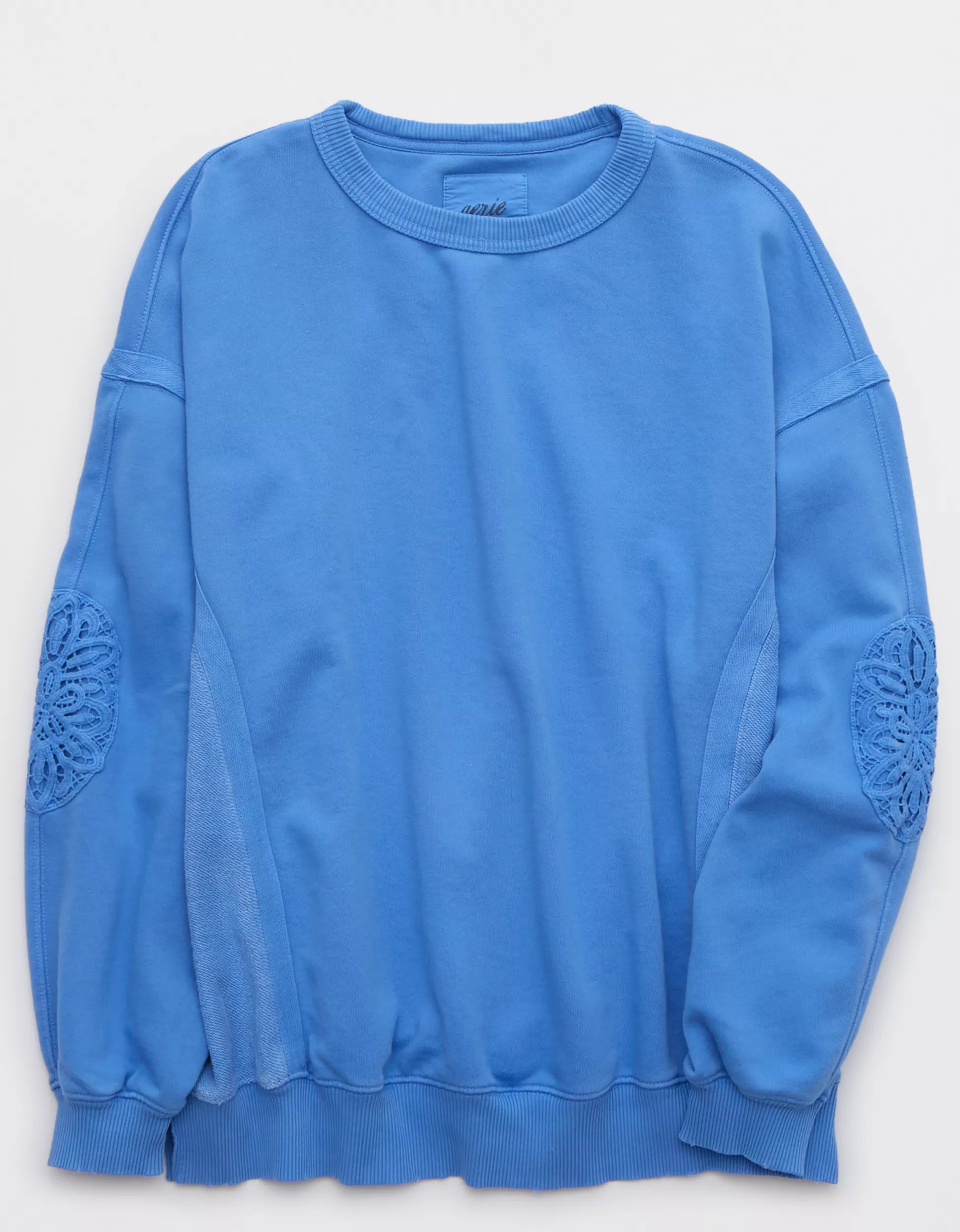 Aerie Keep It Light Crochet Crew Sweatshirt | Aerie