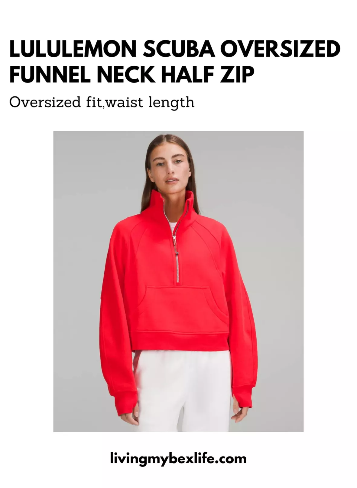 Oversized Scuba Half-Zip Hoodie Waist Length Lulu Sweater Jackets