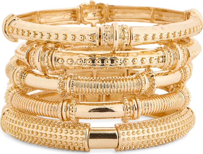 Set of 5 Textured Stretch Bracelets | Nordstrom Rack