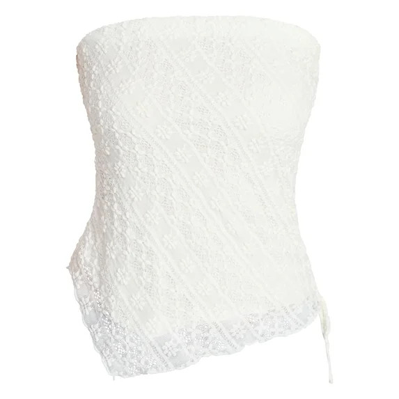 No Boundaries Asymmetrical Lace Tube Top, Women's XXS-XXL | Walmart (US)