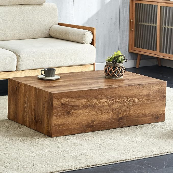 Wood Grain Coffee Table Wood Grain,Rectangle Wooden Center Table for Living Room,Contemporary Coc... | Amazon (US)