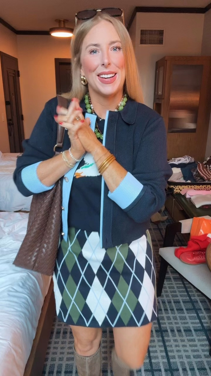 LTK con outfit of the day! Walmart fashion, Walmart style, duck sweater, argyle skirt, Marc fisher boots

#LTKgrwm #LTKCon