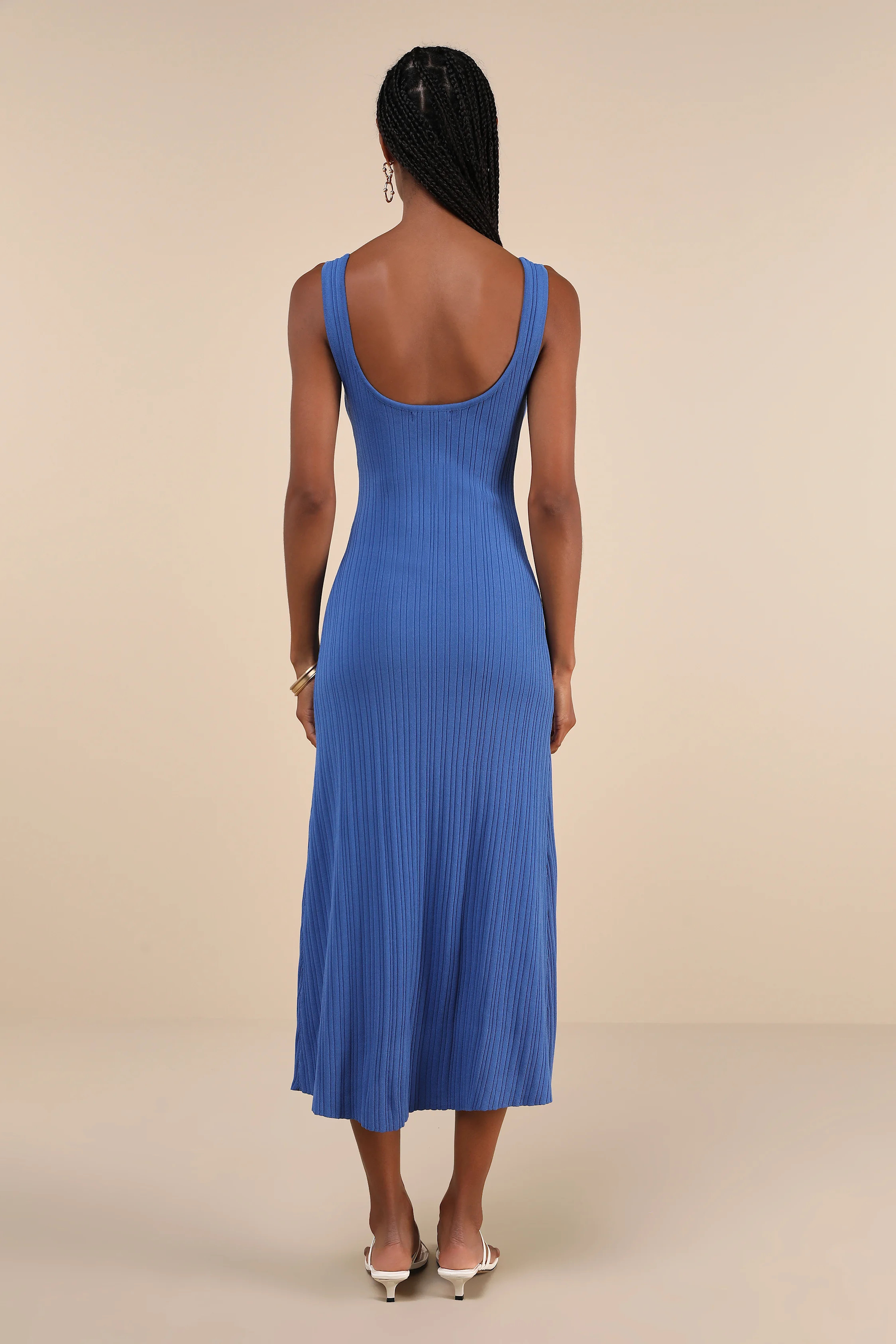 Majorly Stylish Blue Ribbed Knit Sleeveless A-Line Midi Dress | Lulus