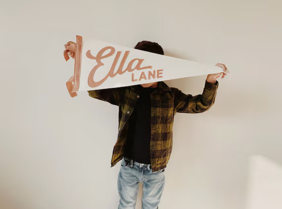 Ella Pennant - Custom Name Wool Felt Pennant Flag - Vintage Style Personalized Felt Pennants and ... | Etsy (US)