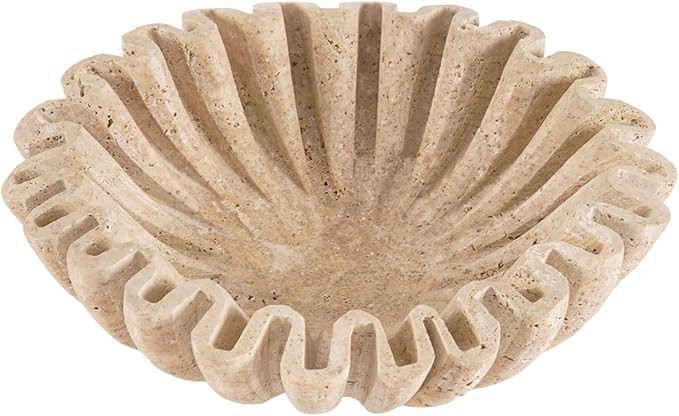 Ruffle Bowl 8'' Inches Travertine Handmade Fruit Holder Bowls For Kitchen, Ideal Fluted Ruffle De... | Amazon (US)