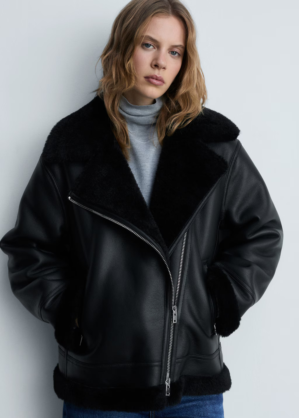 Jacket with shearling-effect lining - Women | MANGO USA | Mango (US/MX/AU)