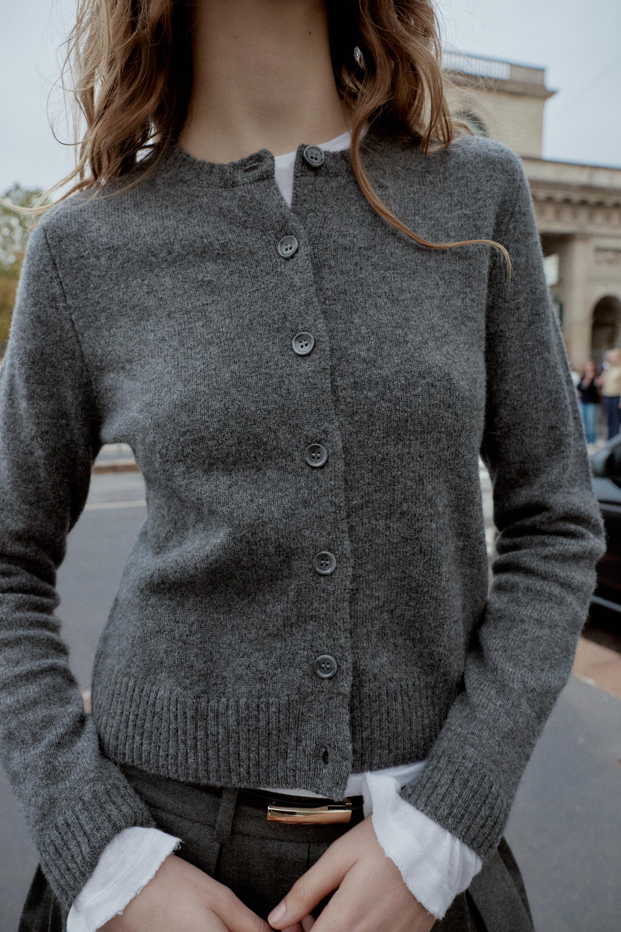 100% WOOL PLAIN KNIT JACKET | Zara US