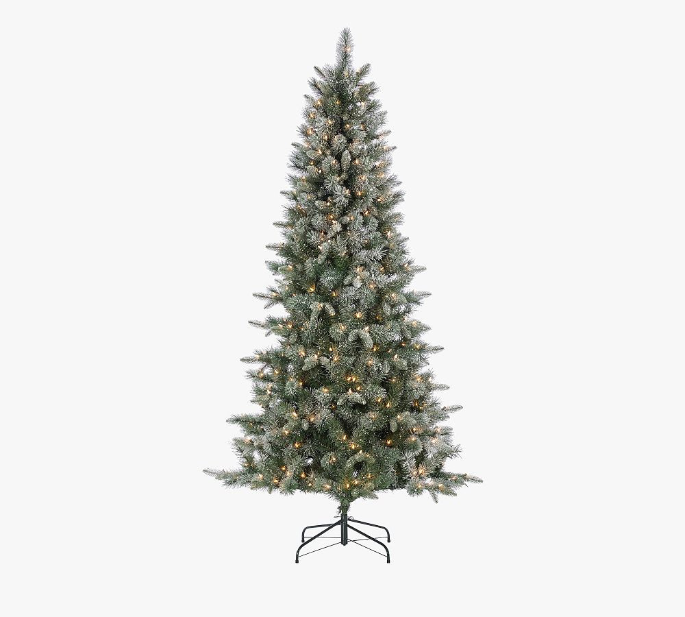Lit Flocked Glitter Faux Christmas Tree - 7 Ft. | Pottery Barn (US)