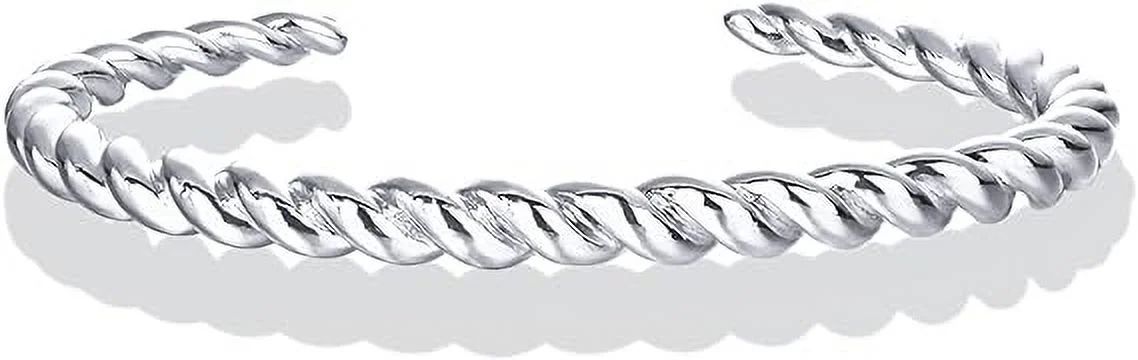 PAVOI Rhodium Plated Twisted Chunky Bangle Bracelet | 14K Gold Plated | Lightweight Everyday Jewe... | Walmart (US)