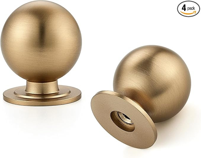 4 Pack Champagne Bronze Cabinet Knobs, Round Dresser Knobs, Ball Kitchen Cabinet Hardware, 0.95" ... | Amazon (US)