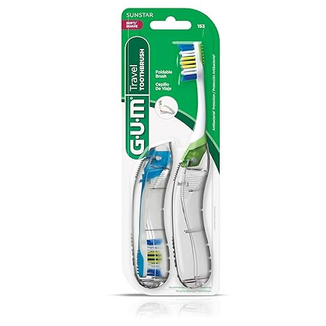 GUM Folding Travel Toothbrush, Compact Head + Tongue Cleaner, Soft Bristled Travel Toothbrushes f... | Amazon (US)