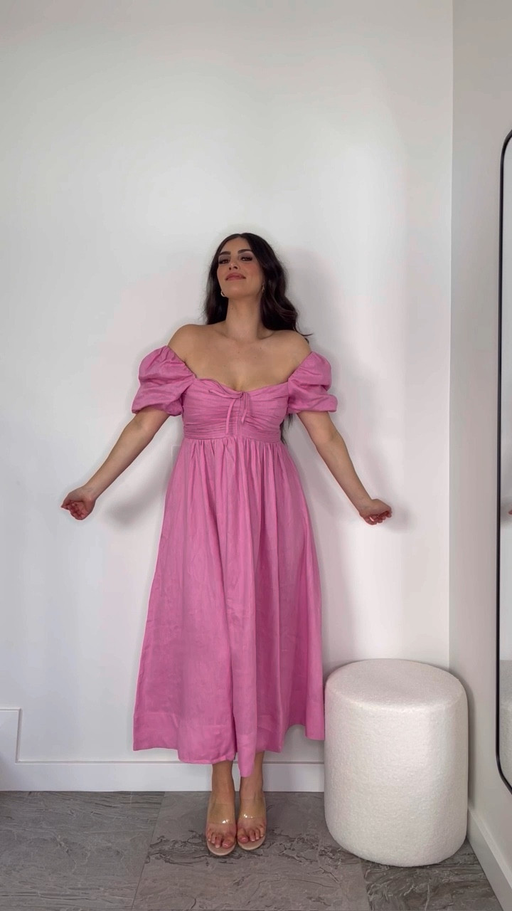 Pretty off the shoulder pink maxi day dress! Wearing size 12 AU 

#LTKstyletip #LTKwedding #LTKmidsize