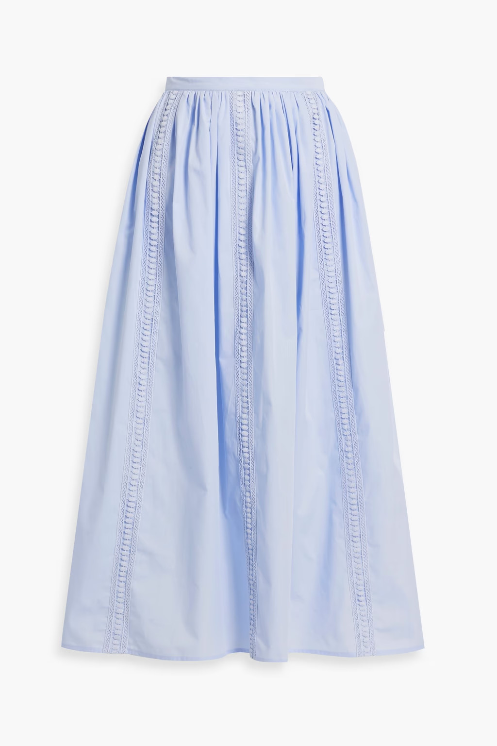 IRIS & INK Melanie crochet-trimmed organic cotton-poplin midi skirt | THE OUTNET | The Outnet (US and CA)