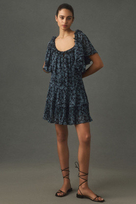 Short-Sleeve Keyhole Swing Tunic Mini Dress | Anthropologie (US)