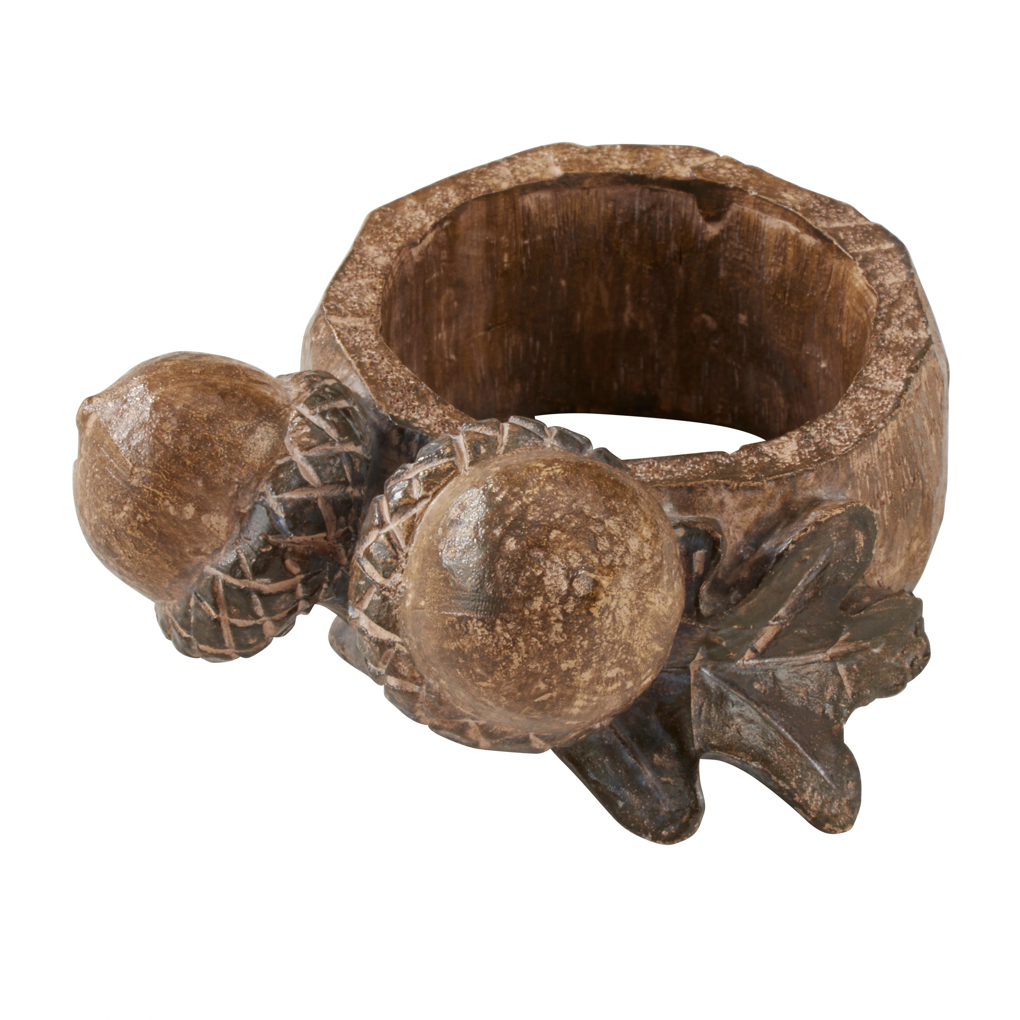 Rustic Napkin Rings With Acorn Design (Set of 4) | Bed Bath & Beyond