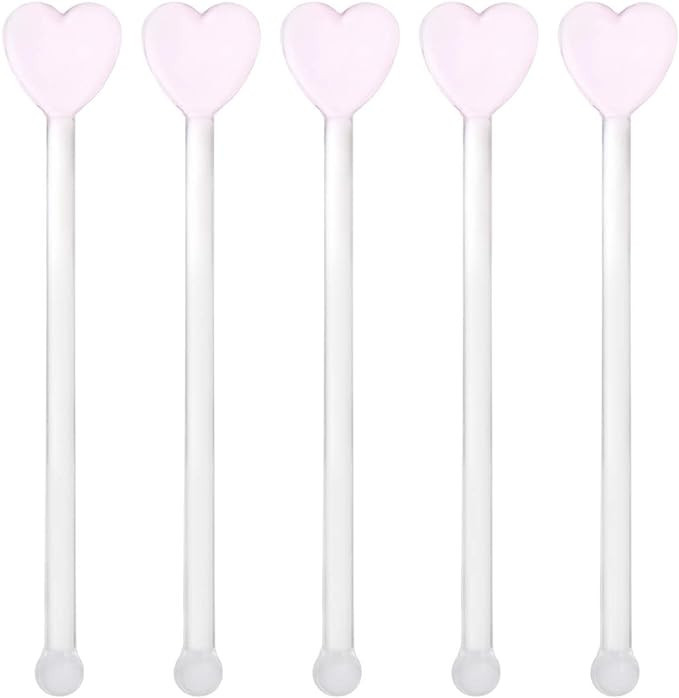 DOITOOL 5PCS Glass Swizzle Sticks for Cocktails Drinks, Creative Heart Shaped Swizzle Sticks for ... | Amazon (US)