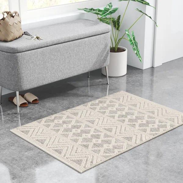 Gil Moroccan Handmade Flatweave Wool Charcoal/Cream Area Rug | Wayfair North America