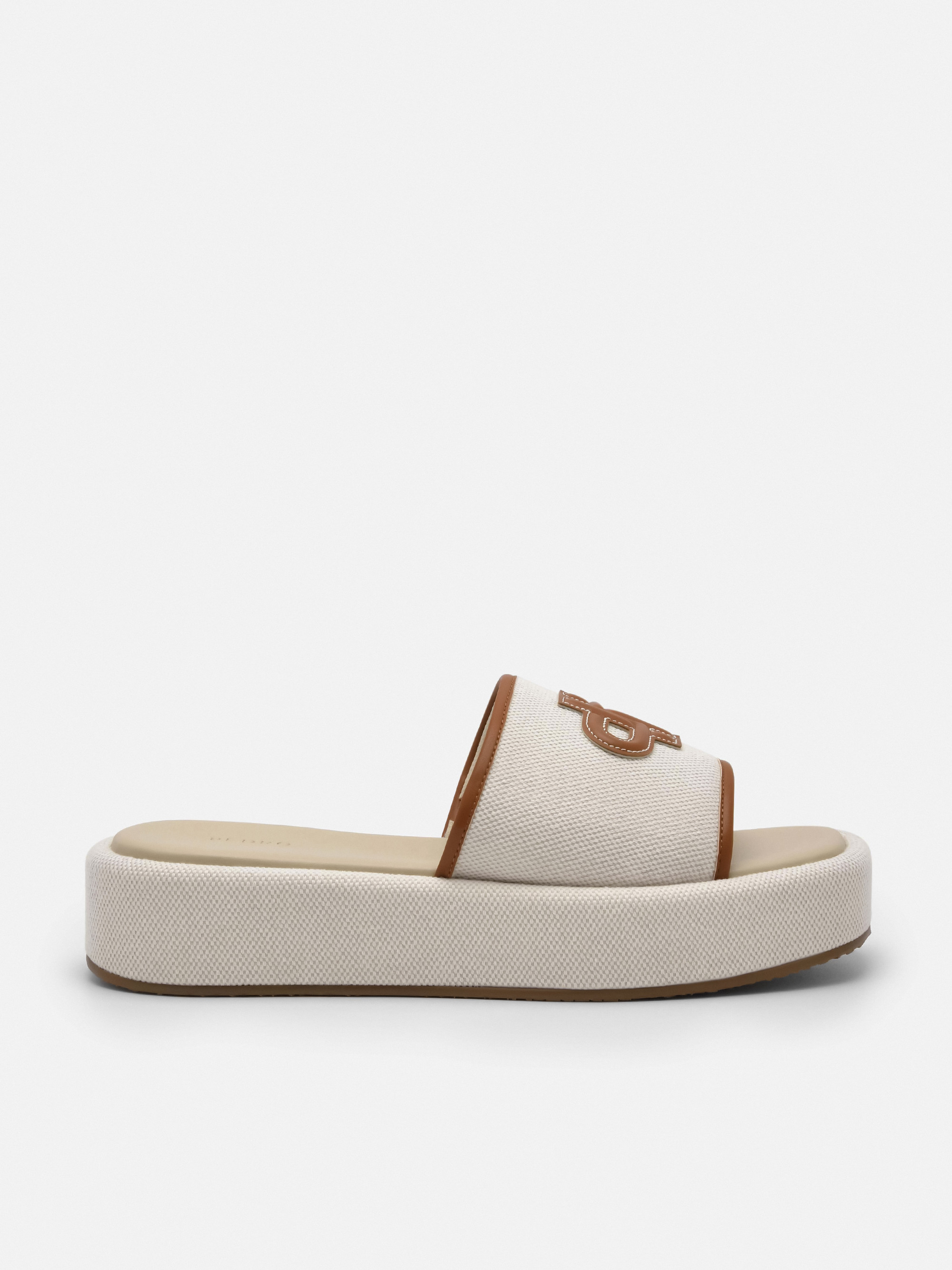 Beige PEDRO Icon Canvas Wedge Sandals | PEDRO | Pedro Shoes