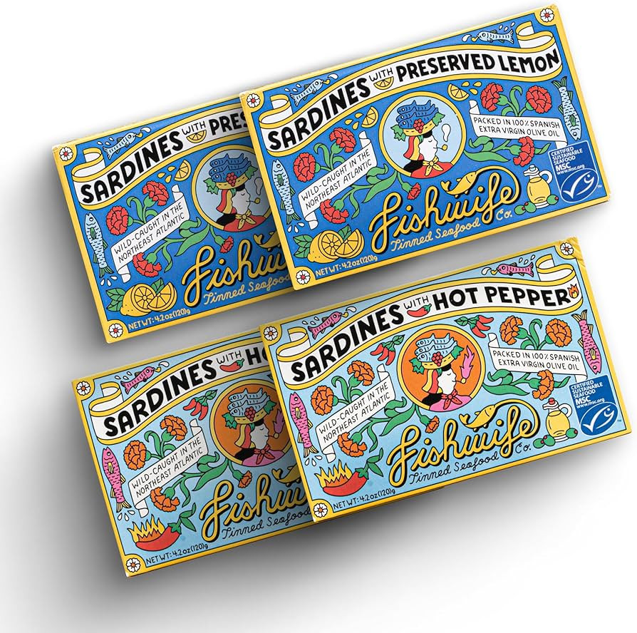 Fishwife Sardine Quad 4-Pack (2x Sardines with Lemon, 2x Sardines with Hot Pepper) | Wild-Caught ... | Amazon (US)