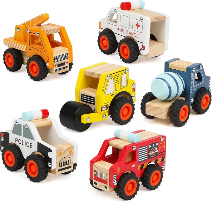 6Pcs Wooden Cars for Toddlers 1-3,Car Toys,Push and Go Vehicle,Kid Vehicle Toys,Hand Push Car Toy... | Amazon (US)