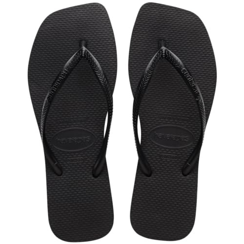 Havaianas Womens Slim Square Flip Flops Sandals Black 6 | Amazon (US)