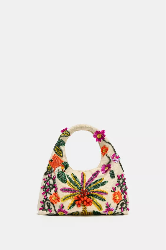 BEADED PRINTED BAG | Zara US