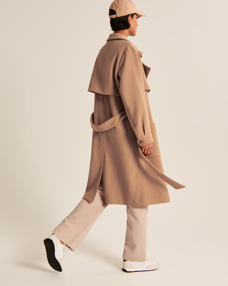 Women's Wool-Blend Trench Coat | Women's Coats & Jackets | Abercrombie.com | Abercrombie & Fitch (US)